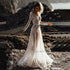 Mordern V- Neck Sequins Wedding Dresses Long Sleeves Gowns