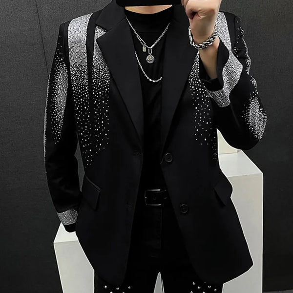 Luxury Diamond Mens Fashion Blazer Slim Suit Jacket