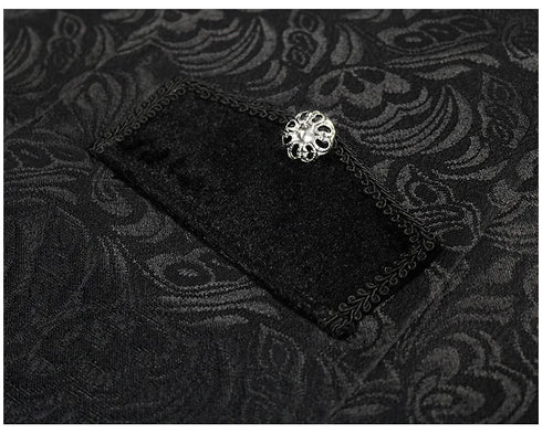 Gothic Men's Steampunk Vintage Prince Tuxedo Windbreaker Coat for Medieval Renaissance Role-Playing and Partys – Exquisite Victorian Edwardian Jacket with Floral Appliques and Turtleneck Design