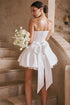 Bow Back Mini Dress With Detachable Bow And Knot Tie For Bridal Shower And Bridal Dress