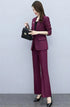 Elegant Women's Blazer and Wide Leg Trouser Suit Set - Classy Two Piece Outfit with Flare Pants for Office and Formal Occasions