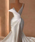 White Elegant Strapless Mermaid Wedding Dresses Pearl Sequins Bridal Gowns Custom Made Dresses