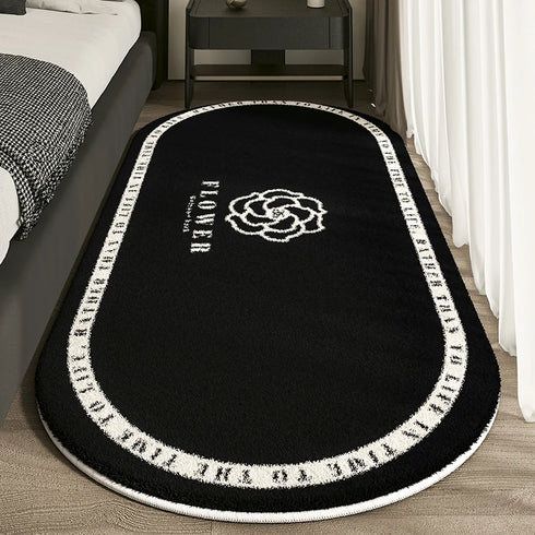 Cashmere Imitated French Oval Bed Rug for Living Room and Study, Dirt Resistant Non-Slip Carpet