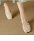 Woven Square Toe Mid Heel Sandals For Women Stylish