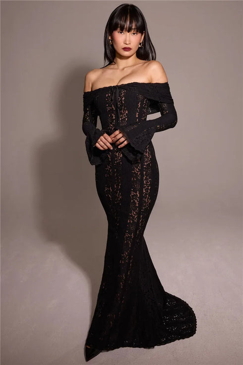 Mozision Lace Off-shoulder Sexy Maxi Dress Elegant Evening Dress