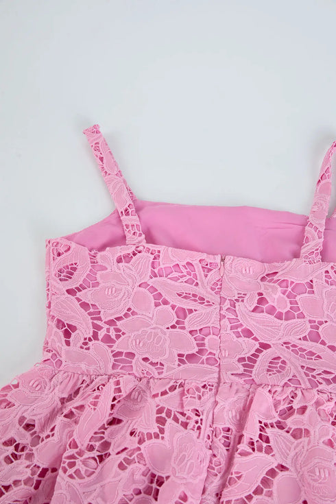 Embroidery Lace Long Cake Dress for Women Evening and Birthday Parties