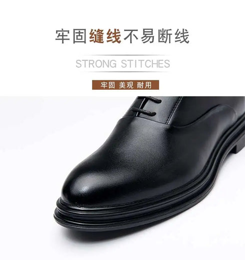 Men's Casual Business Formal Oxford Shoes - Low Top Pointed Toe Leather Wedding and Office Shoes for Spring and Autumn