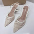 Sexy Mesh Pointed Stiletto Mules Women Heels Elegant