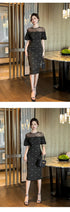 Work Style Striped Floral Formal Occasion Dress Women Clothes