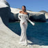 Suninheart White Off The Shoulder Bodycon Dress Wedding Guest Dress for Women
