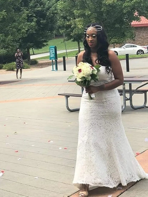 TSxuelian Sweetheart Lace Wedding Dresses Mermaid Off Shoulder Gown