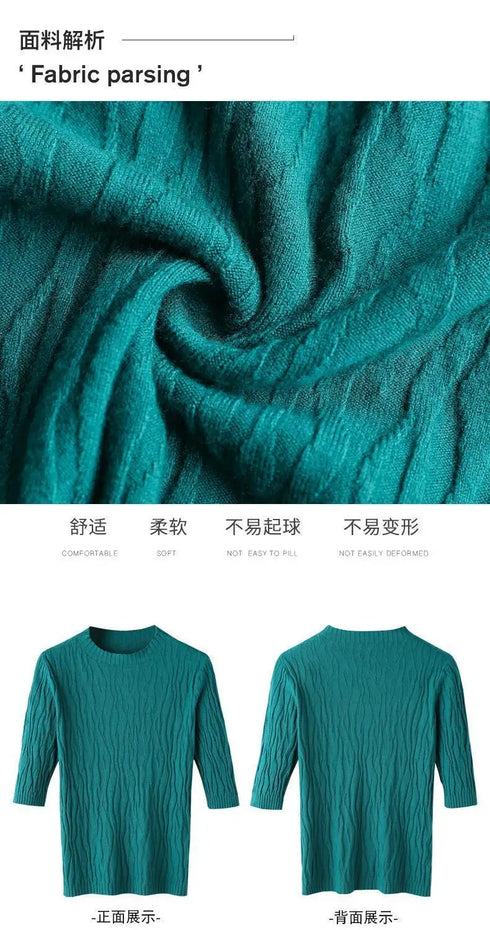 Half Turtleneck Ice Silk T-shirt Women's Sweater Mid-sleeved Temperament Versatile Top Fashionable Inner Wear Summer New Style