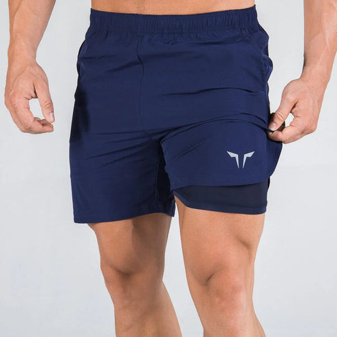 Men's Summer Gym Fitness Double-Decker 2 in 1 Shorts Sports Running Basketball Jogger Bottoms