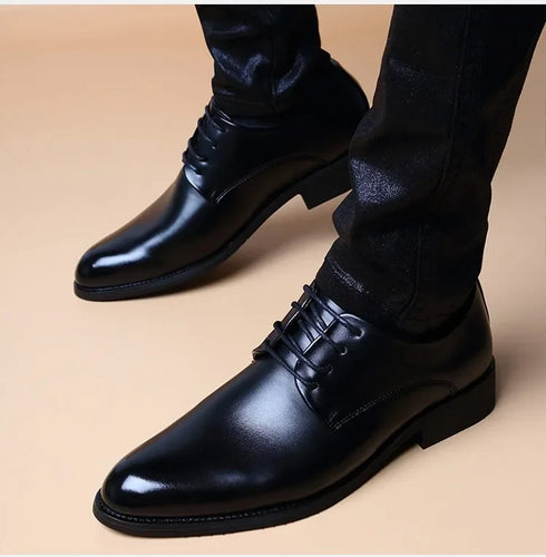 Men's Dress Shoes Casual Style Lace-Up Pointed Design Ideal for Weddings and Business Events