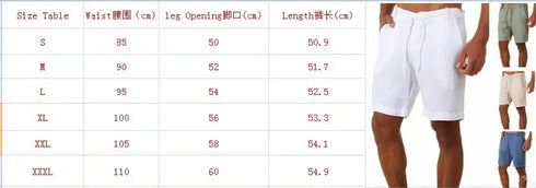 Men's Linen Shorts Casual Breathable Jogging Pants Streetwear