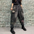 Harem Style Printed Jeans For Women Elastic Waist Denim Pants Casual Loose Relaxed Fit