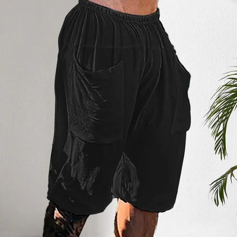 Fashion Summer Men's Linen Shorts Cargo Beach Shorts for Men