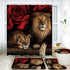4 Piece Doormat Shower Curtain Set with Non-Slip Rugs Toilet Seat Cover and Bath Carpet for Bathroom Decor