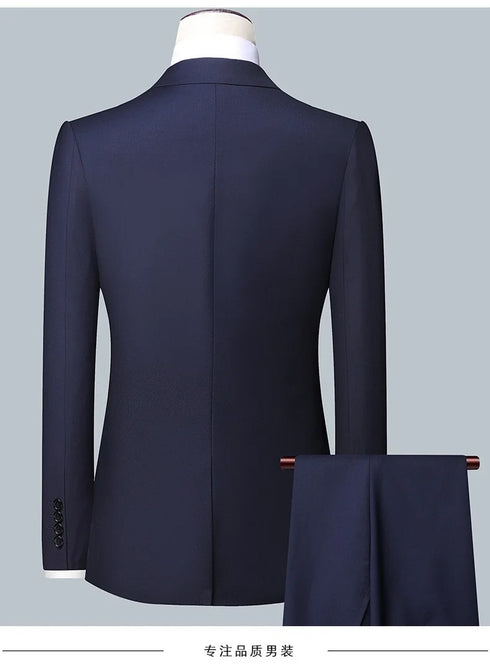 Elegant Men's 3-Piece Suit Set - Blazer, Waistcoat & Trousers for Business, Weddings, and Job Interviews - Slim Fit Smart Casual Attire for Every Season