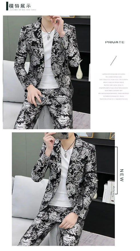 Men's Shiny 2-Piece Suit Set for Weddings - Smart Casual Style with Jacket and Pants