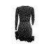 Long Sleeve V Neck Transparent Club Dress with Diamonds