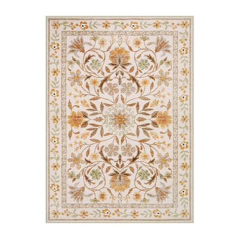 Floral Style Living Room Carpet Machine Washable Large Area Decorative Rug