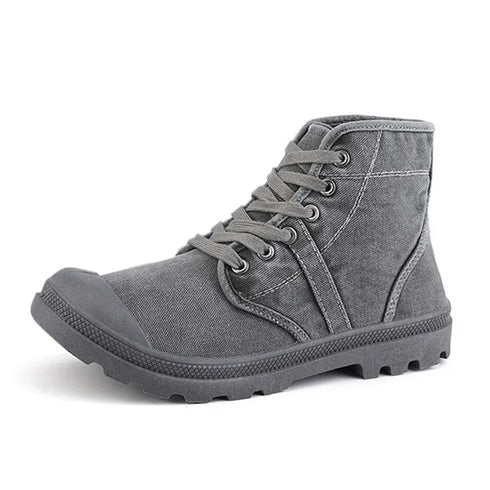 Men's Casual Canvas Ankle Boots - Stylish High Top Footwear for Autumn and Winter