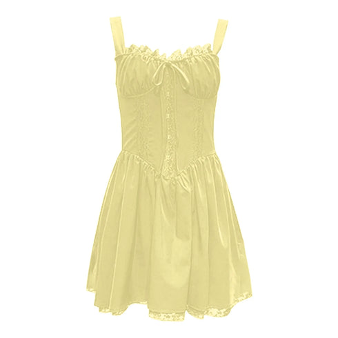 Women'S French Bow Dress Spaghetti Strap Cake Skirt For Summer Beach