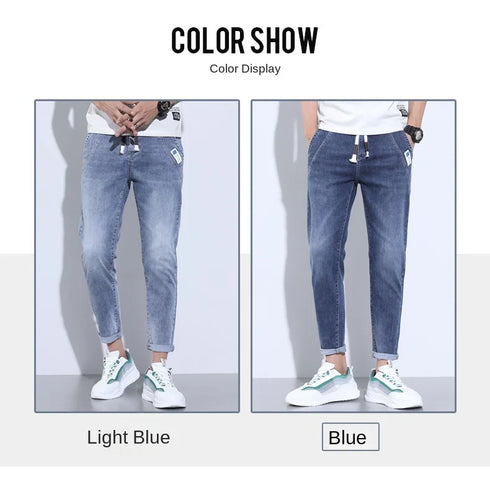 Korean Street Luxury Work Pants Men's Jogger Jeans Denim Wear