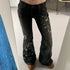 Floral Embroidery Vintage Low Rise Flared Jeans Women
