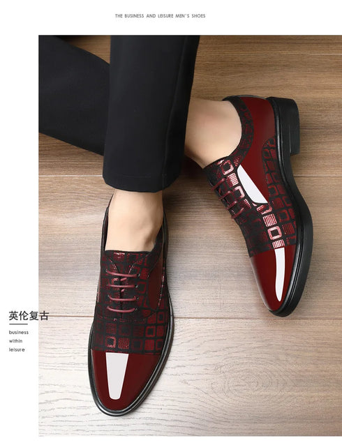 Elegant Men's Dress Shoes for Formal Occasions - Stylish PU Leather Slip-On Business Footwear for Weddings and Parties
