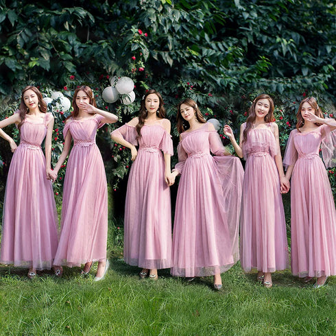 Bridesmaid Dress Elegant Tulle Ankle Length Gown With Elastic Waistband And Appliques Bridesmaid Dresses