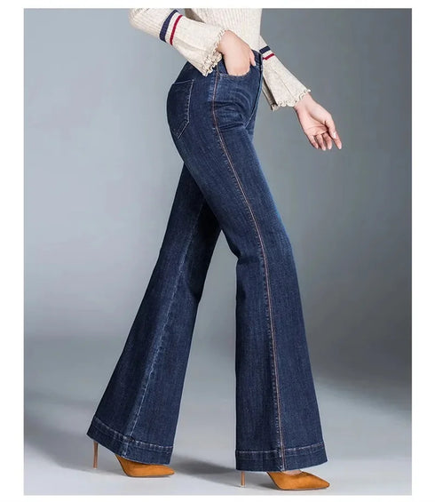 Autumn Winter Women’s Wide Leg Flare Jeans – High Waist Denim Trousers for Casual Fall Outfits and Styling Ideas