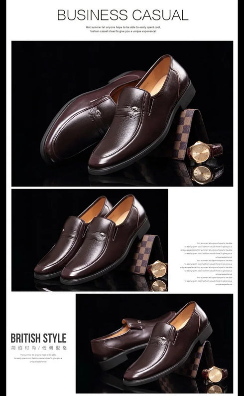 Leather Men Formal Shoes Slip On Dress Moccasins Breathable Luxury Loafers