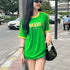 Europe and the United States loose letters yellow green top Y2K women's summer T-shirt sexy clothing street