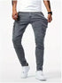 Elastic Denim Cargo Jeans For Men Slim Fit With Pockets Daily Wear