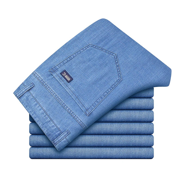 Men's Luxury Straight Jeans - Classic Stretch Denim Trousers