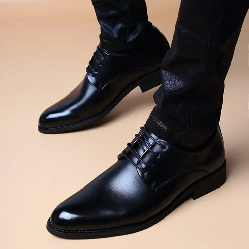 Men's Dress Shoes Casual Style Lace-Up Pointed Design Ideal for Weddings and Business Events