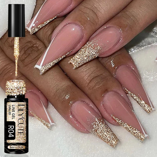 Reflective Glitter Gel Nail Polish for DIY Nail Art – Semi-Permanent Soak Off UV Graffiti Stripe for Stunning Fall Season Nails