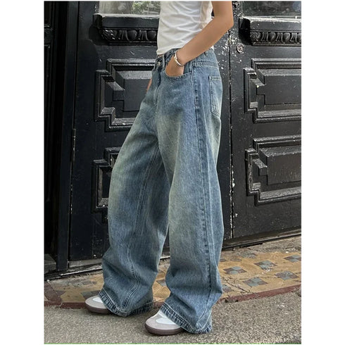 Vintage High Waist Wide Leg Baggy Jeans for Women - Classic Straight Denim Trousers Perfect for Summer Streetwear and Fall Outfit Inspiration