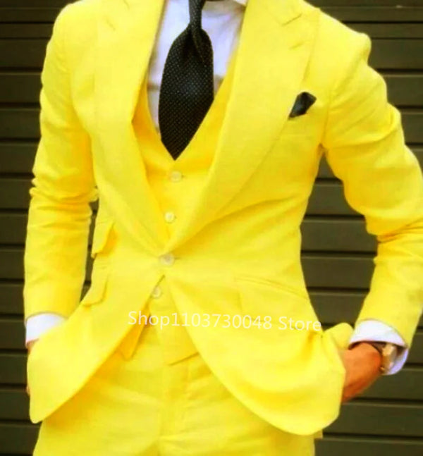 Fashion Men Leisure Boutique Business Suits Tuxedos 3 Pcs Set