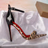 Leopard Print Pointed Toe Ankle Strap Thin Heel Sandals