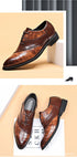 Luxury Handmade Crocodile Skin Derby Shoes for Men - Pointed Toe Lace-up Formal Business Footwear for Office & Career