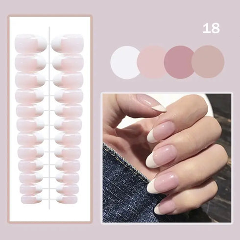 24Pcs Removable Coffin Ballet False Nails - Full Finished Press On Nail Patches for Girls, Perfect for Halloween and Everyday Wear