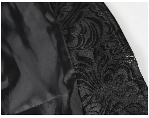 Gothic Men's Steampunk Vintage Prince Tuxedo Windbreaker Coat for Medieval Renaissance Role-Playing and Partys – Exquisite Victorian Edwardian Jacket with Floral Appliques and Turtleneck Design