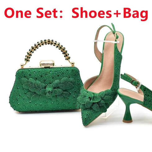 Luxury Italian Shoes and Bag Set for Women Wedding Pumps