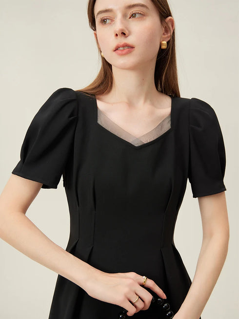 FSLE Swan Dress French Style High Waist Dress for Women