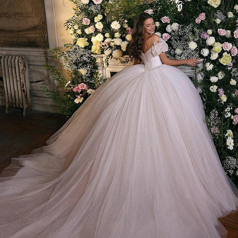 Gorgeous Ball Gowns Princess Wedding Dress Corset Sweetheart Neck Tulle Bride Dresses