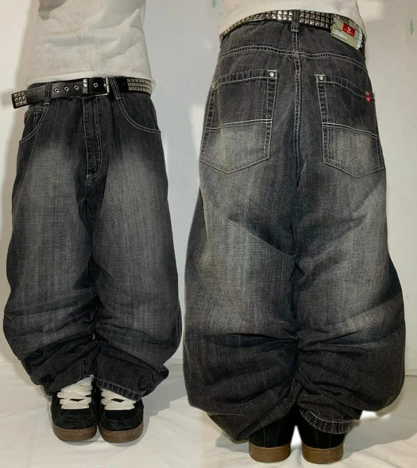 Gothic Jeans Baggy Wide Leg High Waist Men's Jeans Streetwear