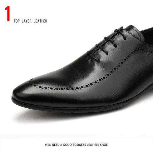 Italian Handmade Men's Oxford Shoes Real Calf Leather Classic Brogue Business Wedding Dress Shoes